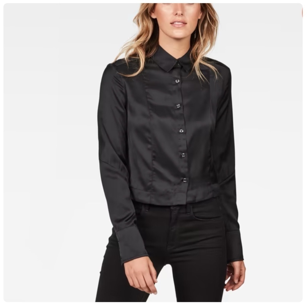 G Raw Black Cropped Open Back shirt M
